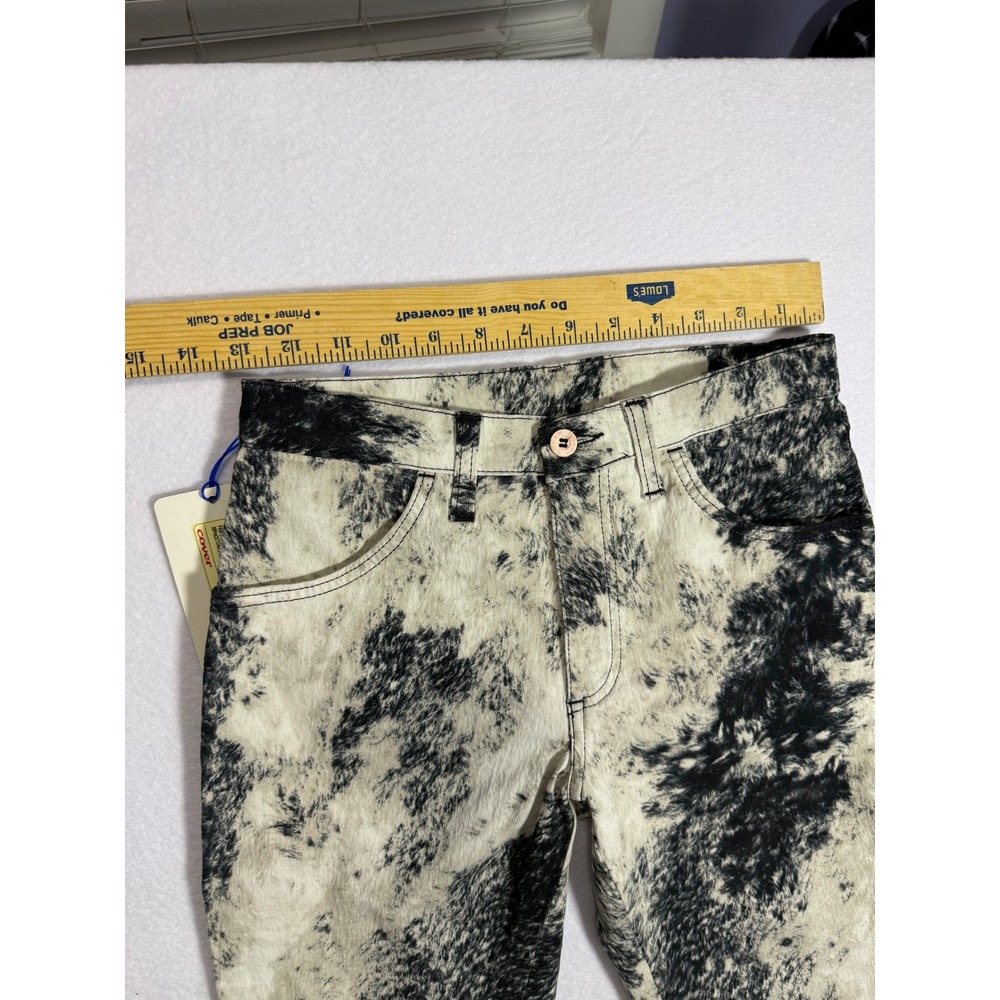 Deadstock Vintage Y2K Cover Italy Cow Print Acid Wash Flared Jeans 30 NWT - Picture 6 of 9